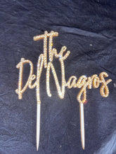 Load image into Gallery viewer, Crystal Name wedding Cake topper, 6'' in any Letter,personalised wedding cake topper, gold rhinestone bling, pearls cake topper