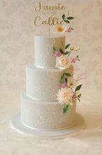 Load image into Gallery viewer, Wedding Cake topper, Personalized cake topper, Rustic cake topper,Custom couples name cake topper, Wedding Cake topper by Crystal wedding uk