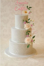 Load image into Gallery viewer, Wedding Cake topper, Personalized cake topper, Rustic cake topper,Custom couples name cake topper, Wedding Cake topper by Crystal wedding uk