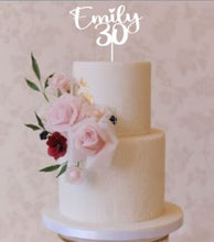 Load image into Gallery viewer, Birthday Cake topper, Name & Age cake topper, Rustic cake topper, Custom cake topper, Event Cake topper by Crystal wedding uk