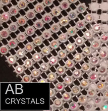 Load image into Gallery viewer, AB Aurora Borealis Rhinestone ribbon, Diamond Mesh, Diamante Bling, Crystal trim 1 METER cake trim. by Crystal wedding uk