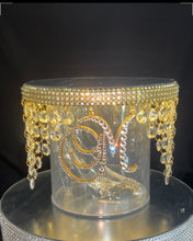 Load image into Gallery viewer, Personalised Crystal Monogram Cake Divider with Glass Slipper, LED Cake Separator, Luxury Wedding Quinceañera Cake Stand Insert