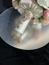 Load image into Gallery viewer, Ivory flower bouquet, rhinestone bridal flowers