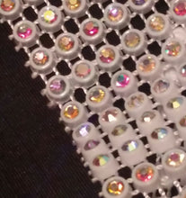 Load image into Gallery viewer, AB Aurora Borealis Rhinestone ribbon, Diamond Mesh, Diamante Bling, Crystal trim 1 METER cake trim. by Crystal wedding uk