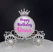Load image into Gallery viewer, Crystal Carriage Cake topper - Swarovski crystal elements carriage, fairytale Princess carriage , birthday Cake decor by Crystal Wedding UK