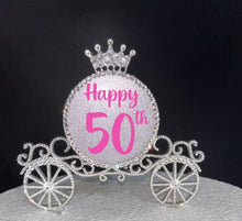 Load image into Gallery viewer, Crystal Carriage Cake topper - Swarovski crystal elements carriage, fairytale Princess carriage , birthday Cake decor by Crystal Wedding UK