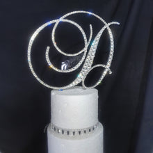 Load image into Gallery viewer, Swarovski Crystal Cake Topper: 5" Monogram Rhinestone Letter