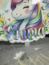 Load image into Gallery viewer, Unicorn Cake topper - Personalised - Unicorn rainbow design, Cake decoration by Crystal Wedding UK