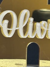 Load image into Gallery viewer, Castle Cake topper -mirror acrylic - FAIRYTALE CASTLE design, Cake decoration by Crystal wedding uk