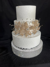 Load image into Gallery viewer, Gold Flower Cake Jewelery Rhinestone Wedding Cake Decoration