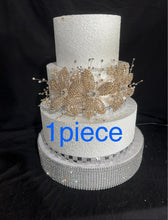 Load image into Gallery viewer, Gold Flower Cake Jewelery Rhinestone Wedding Cake Decoration