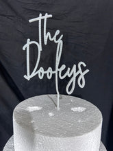 Load image into Gallery viewer, Personalized Crystal Wedding Cake Topper: Gold Rhinestone; ' THE' - your Surname - 8 inch Wide size