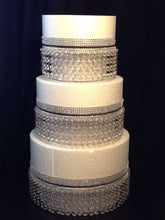 Load image into Gallery viewer, Faux crystal tiered stacked cake stands cake dividers + LED lights by Crystal wedding uk
