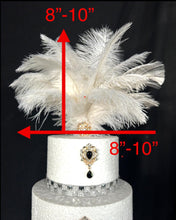 Load image into Gallery viewer, Feather cake topper 1920's rhinestone cake decor Great Gatsby 1920's Ostrich feather cake topper. by Crystal wedding uk