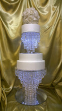 Load image into Gallery viewer, Chandelier cake stand [ crystal cake stand [ wedding cake stand + LED lights by Crystal wedding uk