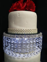 Load image into Gallery viewer, Faux Crystal Diamante cake separator 6" 8" 10" 12" & light feature by Crystal wedding uk