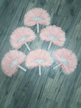 Load image into Gallery viewer, Blush pink feather fan bouquet, Great Gatsby wedding style 1920's - any colour as custom made by Crystal wedding uk