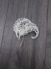 Load image into Gallery viewer, Peacock feather Brooch buttonhole Double Feather, Wedding Boutonnière by Crystal wedding uk