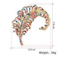Load image into Gallery viewer, Peacock feather Brooch buttonhole Double Feather, Wedding Boutonnière by Crystal wedding uk
