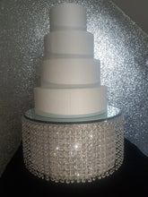 Load image into Gallery viewer, Crystal effect STATEMENT cake stand, Crystal wedding cake stand - 7" deep by all sizes round and square by Crystal wedding uk