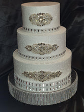 Load image into Gallery viewer, Cake brooch set of 3 , crystal rhinestone & pearl cake decoration - Silver or Gold by Crystal wedding uk