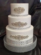 Load image into Gallery viewer, Cake brooch set of 3 , crystal rhinestone & pearl cake decoration - Silver or Gold by Crystal wedding uk