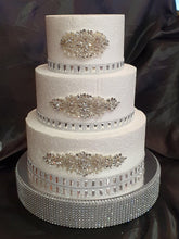 Load image into Gallery viewer, Cake brooch set of 3 , crystal rhinestone & pearl cake decoration - Silver or Gold by Crystal wedding uk
