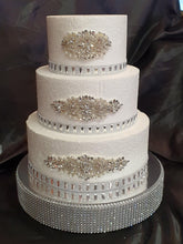 Load image into Gallery viewer, Cake brooch set of 3 , crystal rhinestone & pearl cake decoration - Silver or Gold by Crystal wedding uk