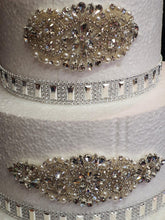 Load image into Gallery viewer, Cake brooch set of 3 , crystal rhinestone & pearl cake decoration - Silver or Gold by Crystal wedding uk