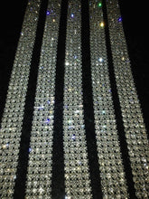 Load image into Gallery viewer, Clear crystal ribbon banding cake ribbon 1 yard REAL GEM STONES ss18 diamante with Superior sparkle by Crystal wedding uk