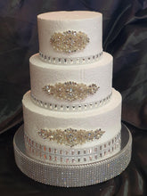 Load image into Gallery viewer, Cake brooch set of 3 , crystal rhinestone & pearl cake decoration - Silver or Gold by Crystal wedding uk