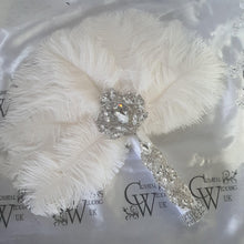 Load image into Gallery viewer, Feather Fan bouquet luxury alternative Bouquet Great Gatsby wedding style -ANY COLOUR Artificial bouquet by Crystal wedding uk