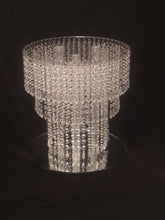 Load image into Gallery viewer, Wedding cake stand, Tiered style, acrylic faux crystal chandelier cake stand+ LED by Crystal wedding uk