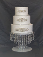 Load image into Gallery viewer, Wedding cake stand, Tiered style, acrylic faux crystal chandelier cake stand+ LED by Crystal wedding uk