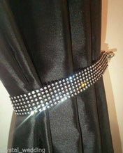 Load image into Gallery viewer, Crystal Tie Backs, Pair of Curtain hold backs for REAL STONES black base by Crystal wedding uk