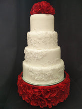 Load image into Gallery viewer, Red Rose wedding cake stand - round or square all sizes many other rose colours too! by Crystal wedding uk