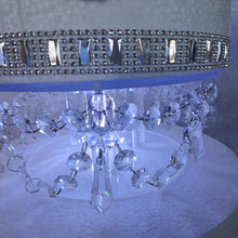 Load image into Gallery viewer, Crystal Chandelier LED Wedding Cake Tiers, CAKE Separator Set of 2, cake dividers, glass crystal drapes, 8"+ 10" x 3" depth