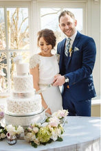 Load image into Gallery viewer, Diamante Crystal effect cake stand mirror top by Crystal wedding uk