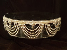 Load image into Gallery viewer, Wedding cake stand , Pearl swags drape. Rhinestone cake stand. by Crystal wedding uk