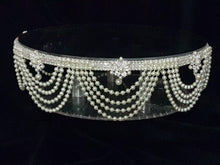 Load image into Gallery viewer, Wedding cake stand , Pearl swags drape. Rhinestone cake stand. by Crystal wedding uk