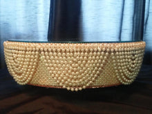 Load image into Gallery viewer, Drape design wedding cake stand Rose Gold crystals & Ivory pearls - round or square all sizes by Crystal wedding uk