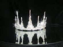 Load image into Gallery viewer, Crystal tiara crown, Couture inspired, modern crystal tiara, Ab crystal beads by Crystal wedding uk