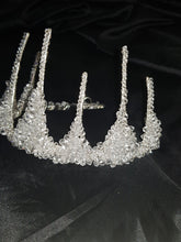 Load image into Gallery viewer, Crystal tiara crown, Couture inspired, modern crystal tiara, Ab crystal beads by Crystal wedding uk