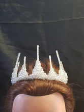 Load image into Gallery viewer, Crystal tiara crown, Couture inspired, modern crystal tiara, Ab crystal beads by Crystal wedding uk