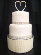 Load image into Gallery viewer, Pearl cake stand platform plate round or square all sizes in white or ivory