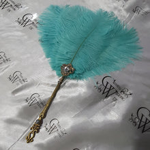 Load image into Gallery viewer, Ostrich feather Fan, smalll Bridesmaid wedding fan- ANY COLOUR by Crystal wedding uk