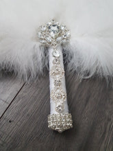 Load image into Gallery viewer, Feather Fan bouquet luxury alternative Bouquet Great Gatsby wedding style -ANY COLOUR Artificial bouquet by Crystal wedding uk