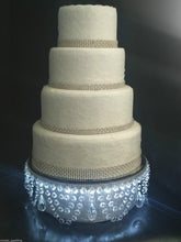 Load image into Gallery viewer, Crystal cake stand , Glass crystal swag drop + LED by Crystal wedding uk