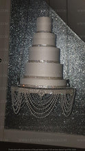 Load image into Gallery viewer, Suspended cake swing, hanging cake stand ,Pearl drape and crystal ,heavy duty holds 200lbs by Crystal wedding uk