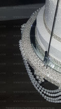 Load image into Gallery viewer, Suspended cake swing, hanging cake stand ,Pearl drape and crystal ,heavy duty holds 200lbs by Crystal wedding uk